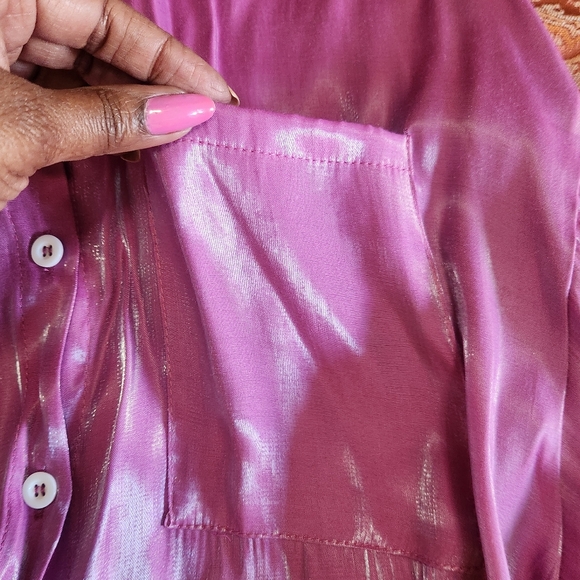 Zanzea Collection Shiny Pink Button-Up Shirt - Picture 5 of 13